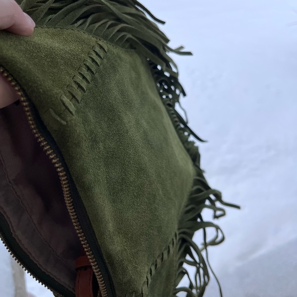 Vintage Ralph Lauren Faulk crossbody burnt olive green crossbody fringe purse - Picture 3 of 6